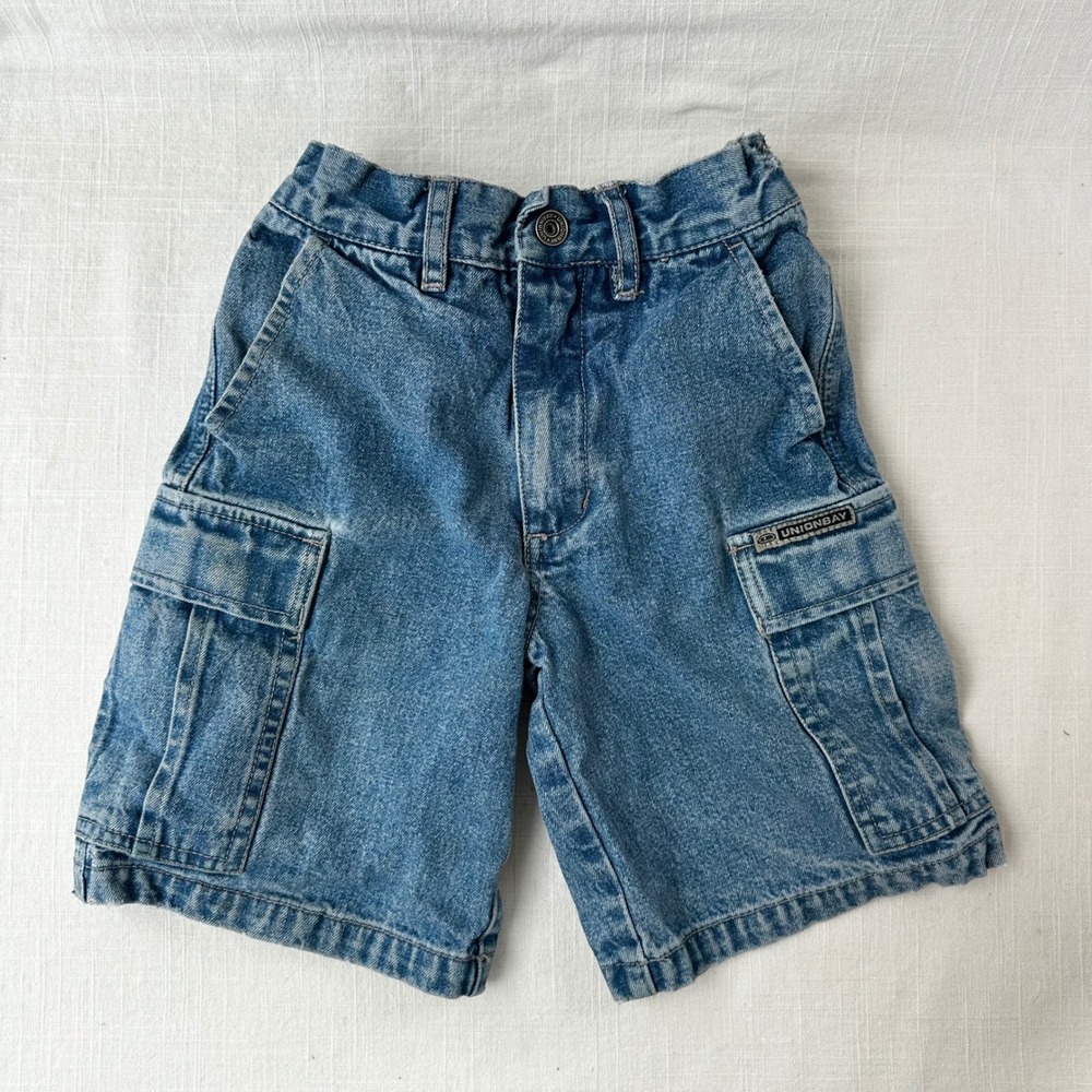 Vintage 90s Unionbay Kids Denim Cargo Shorts Size 5 Baggy Skate Jean Shorts